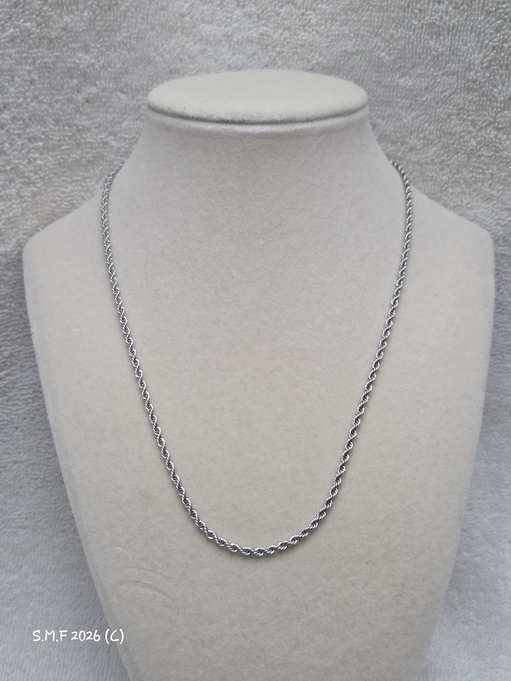 Classic Stainless Steel Silver Rope Chain Necklace (2mm) - 18 inch